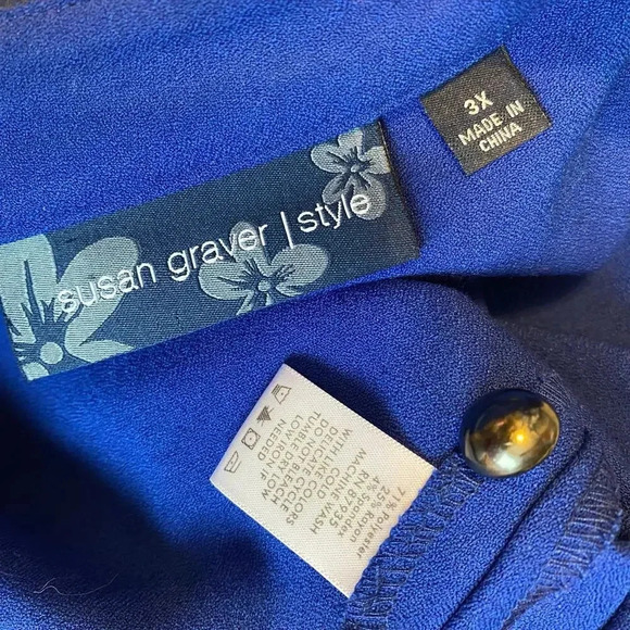 Susan Graver Style 1/4 Sleeves Button Up Blue Blouse Jacket Women Plus Size 3X - Picture 4 of 6